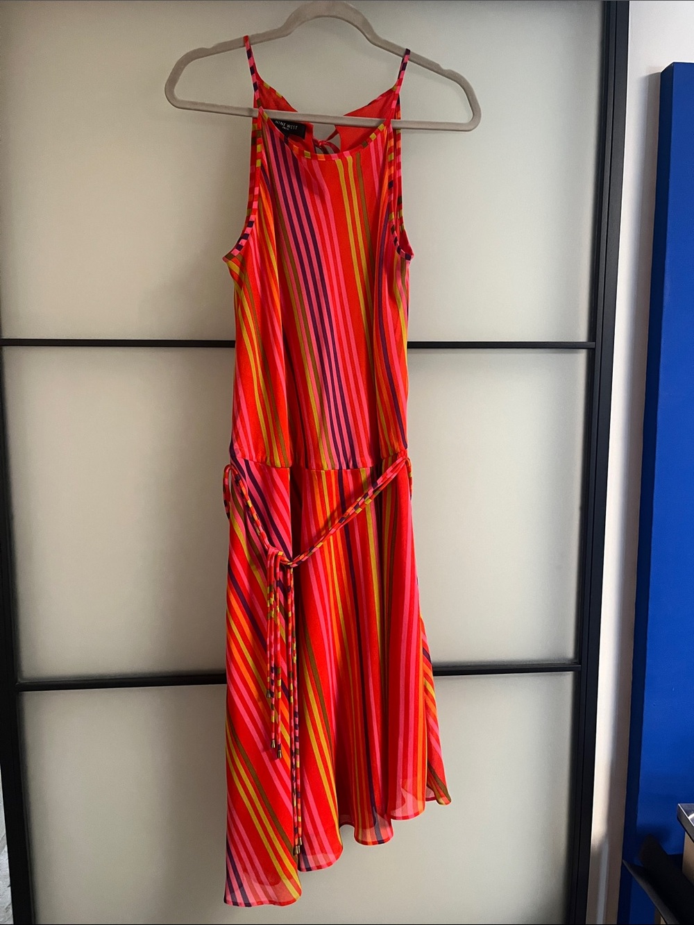Nine West Multicolor Striped Asymmetrical Summer Dress